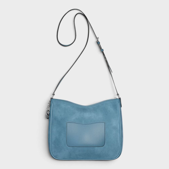 Sac messager Nayla en daim bleu marine