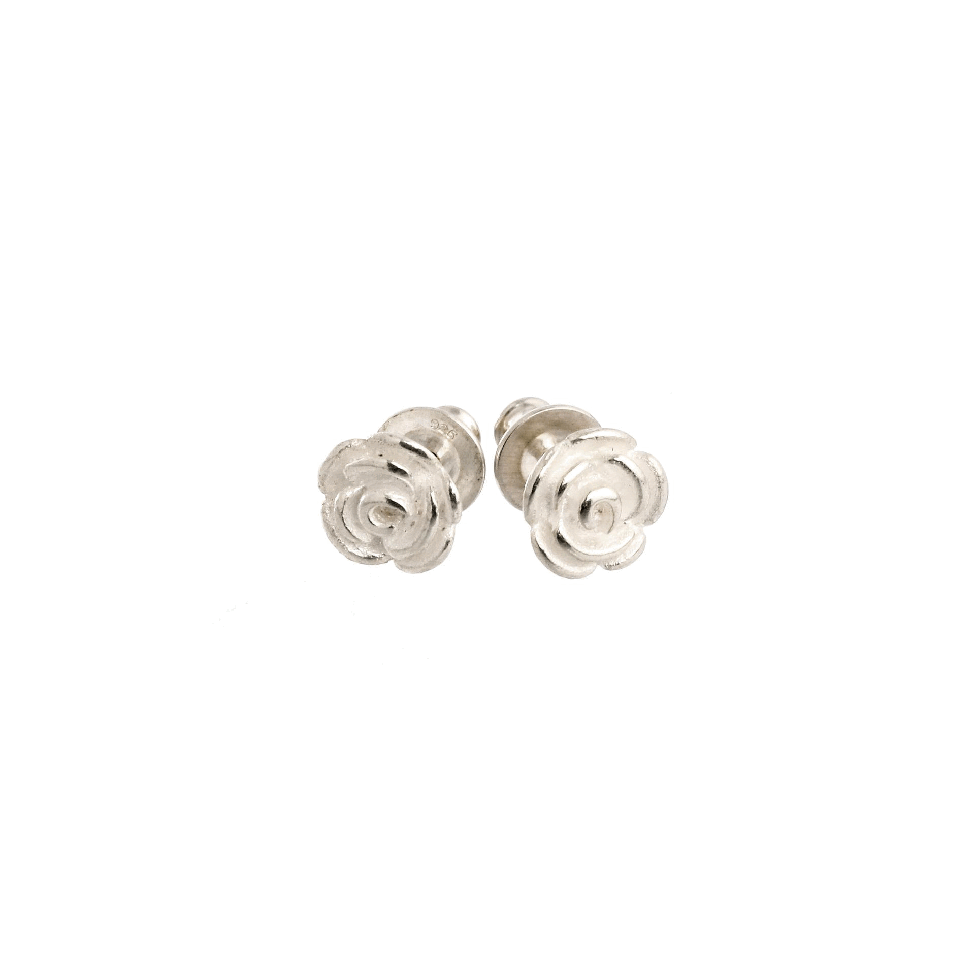 Rose Flower Silver Stud Earrings