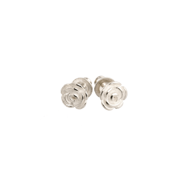 Rose Flower Silver Stud Earrings