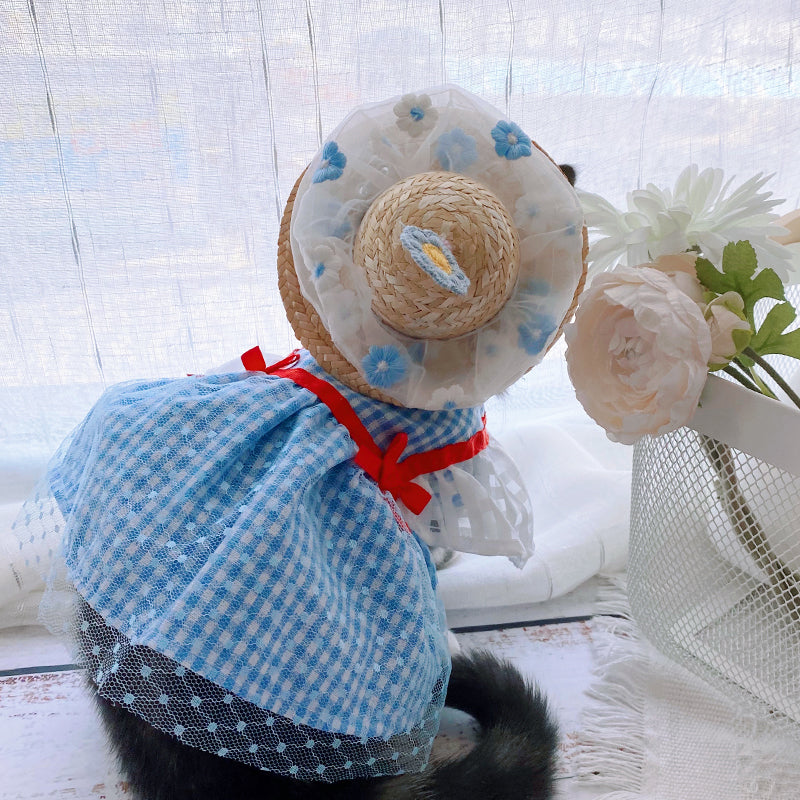 Blue Mesh Skirt Cat Clothes Dog Ins Wind Summer Small