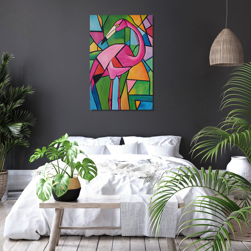 Geometric Flamingo Canvas