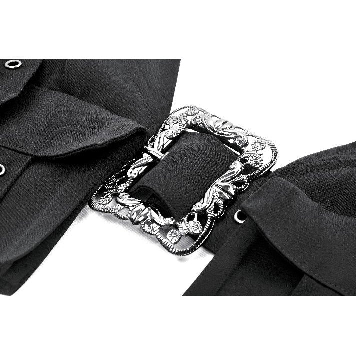Dark in Love Evangeline Buckled Utility Crop Top in Black