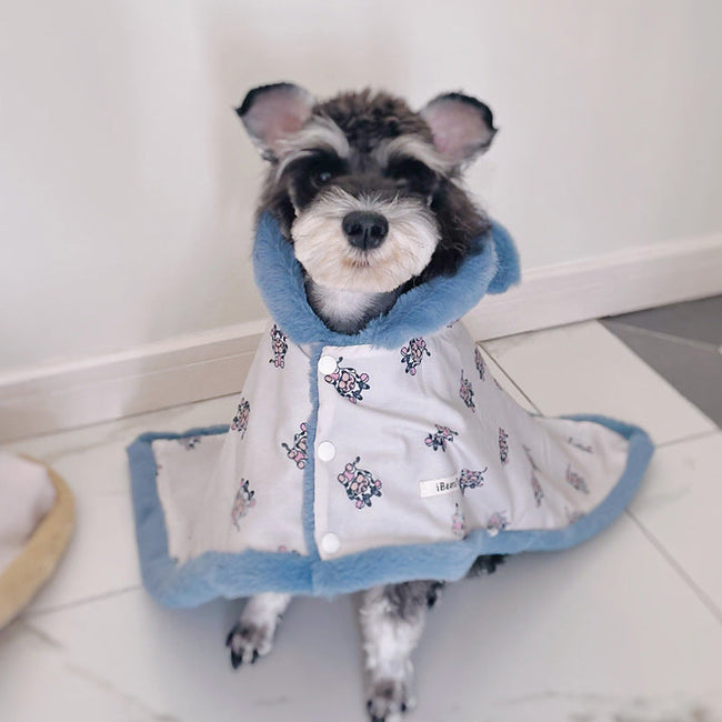 Pet Autumn And Winter Thick Warm Dehaired Angora Printed Cloak Small Blanket