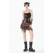 Dark in Love Punk Black and Tartan Cross Strap Nevida Top