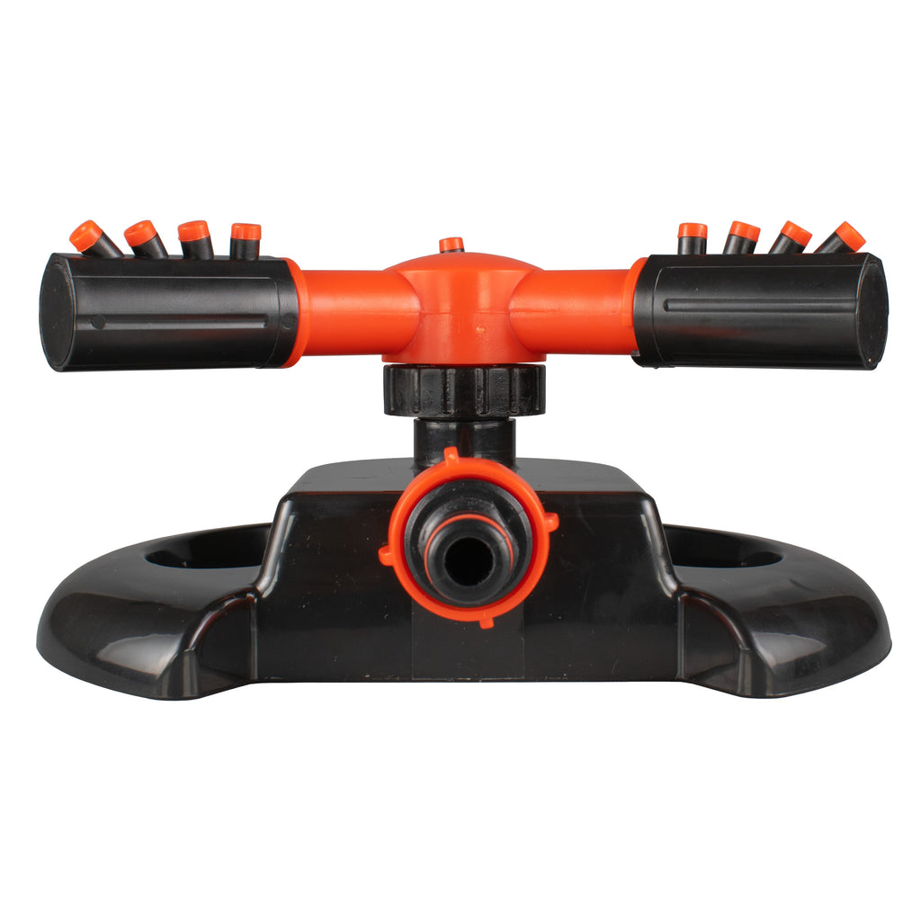 Cost Wise 3-Arm Adjustable Rotating Lawn Sprinkler Black Orange
