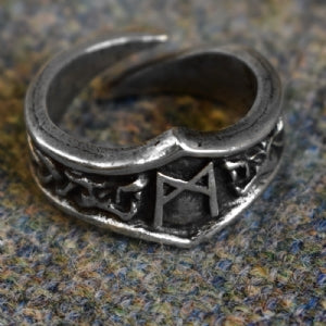 Mannaz Letter M Rune Ring - Adjustable
