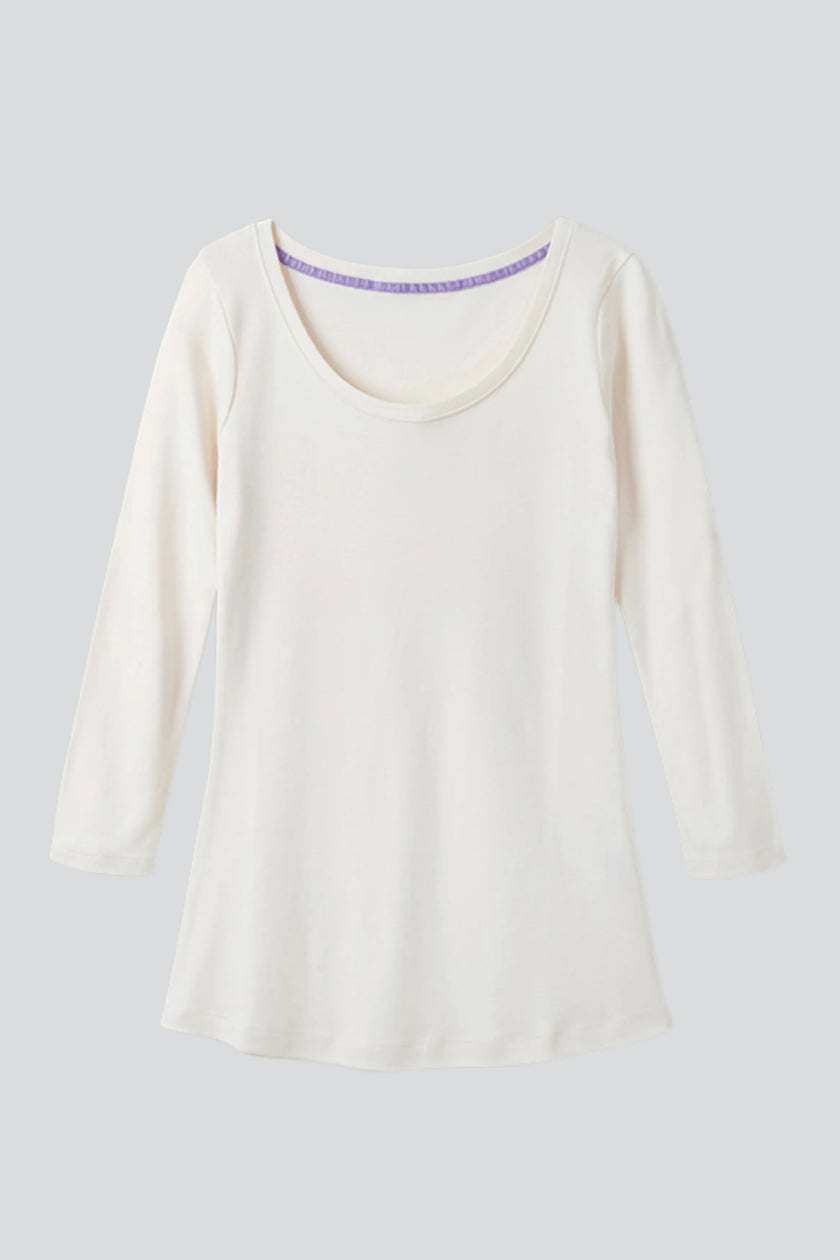 3/4 Sleeve Scoop Neck Cotton Modal T-Shirt
