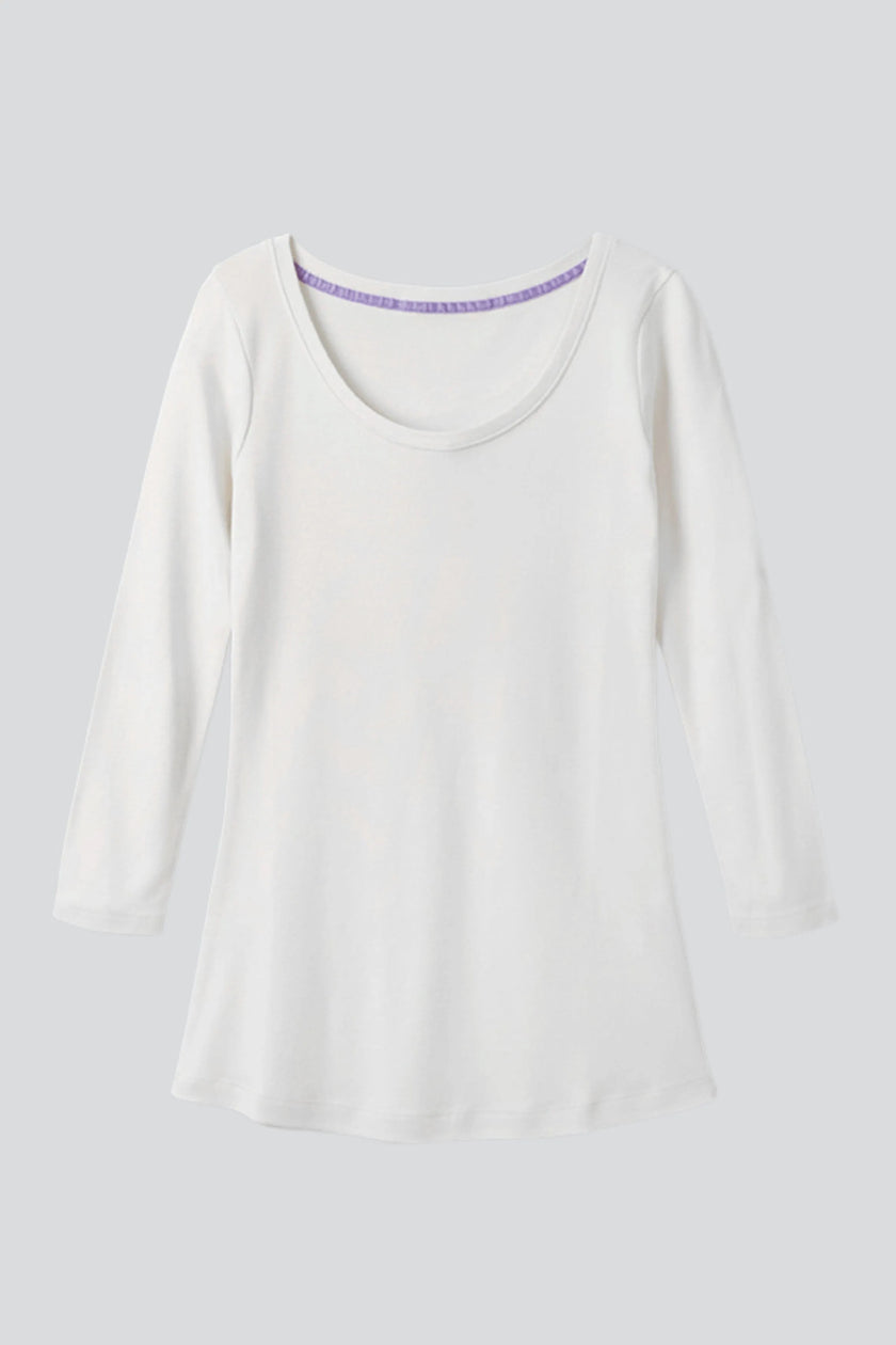 3/4 Sleeve Scoop Neck Cotton Modal T-Shirt