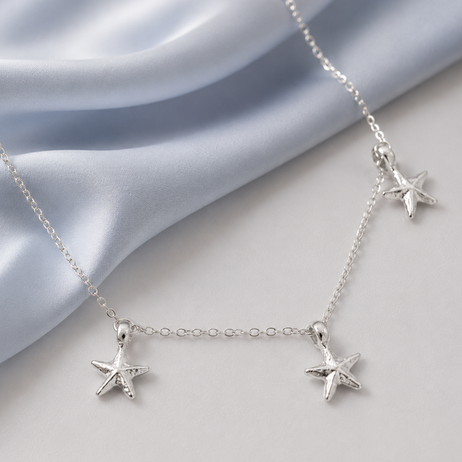 3 Seestern-Charm-Halskette