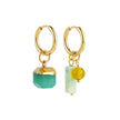 Birdie Mismatch Gold Tone Hoop Charm Earrings