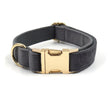 Dark Grey Velvet Pet Collar Lettering Metal Buckle