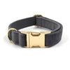 Dark Grey Velvet Pet Collar Lettering Metal Buckle