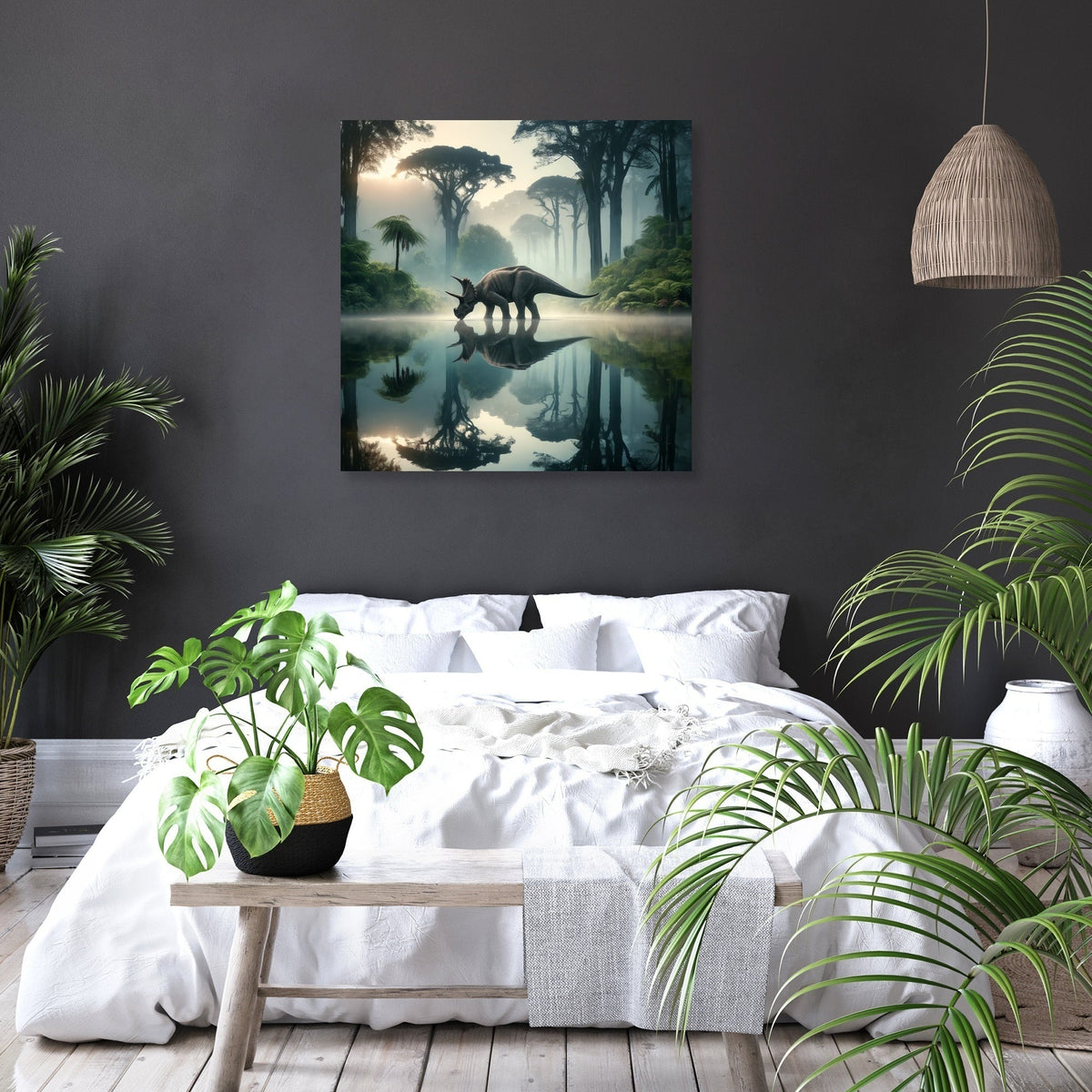 Lakeside Reflections Triceratops Canvas