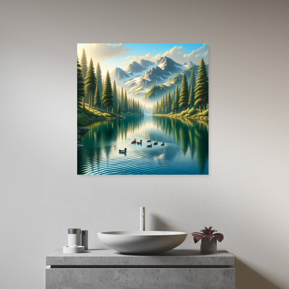 Tranquil Mountain Lake Canvas