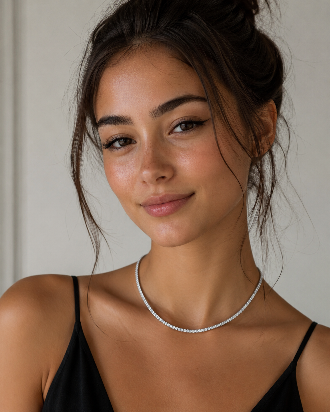 Collar de cadena tenis de lujo con moissanita de 3 mm