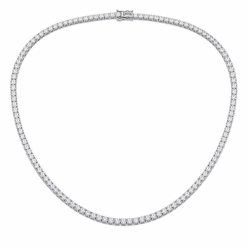 Collar de cadena tenis de lujo con moissanita de 3 mm