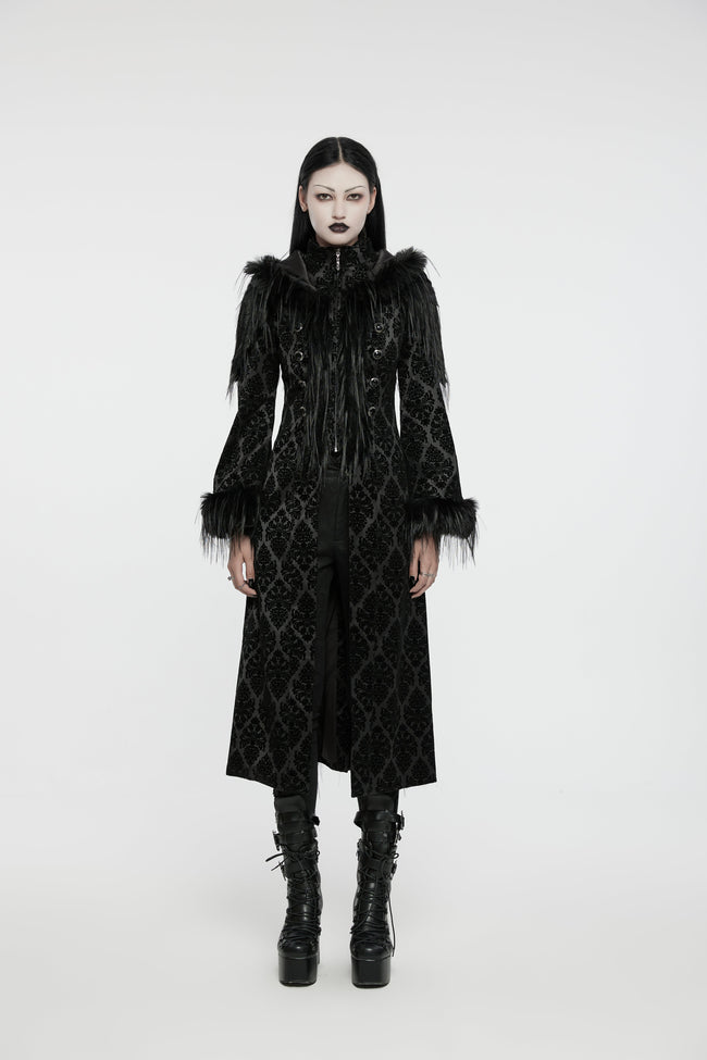 Punk Rave Morrigan Goth Gorgeous Jacquard Coat - Black