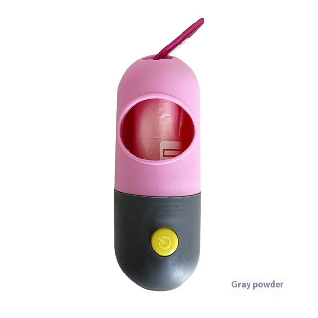 Dispensador de bolsas para excrementos de mascotas con luz LED para perros y gatos, recogedor de heces de perro, bolsas de residuos, dispensadores de bolsas, accesorios de limpieza para mascotas