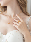 Zitrinring im Emerald-Schliff in 18 Karat Gold Vermeil