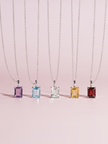 Lavender Amethyst Emerald Cut Pendant Necklace in Sterling Silver