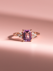 Lavender Amethyst Emerald Cut Ring in 18k Rose Gold Vermeil