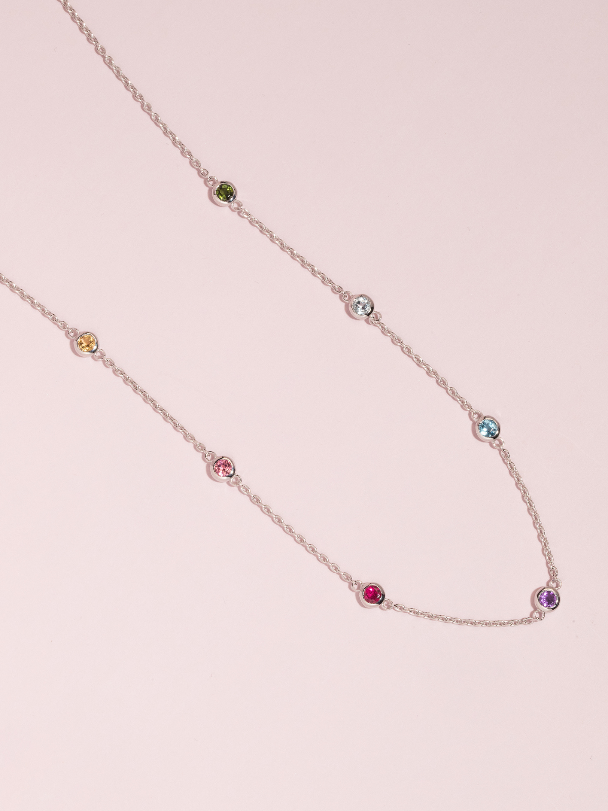 Regenbogen-Edelsteinkette aus Sterlingsilber