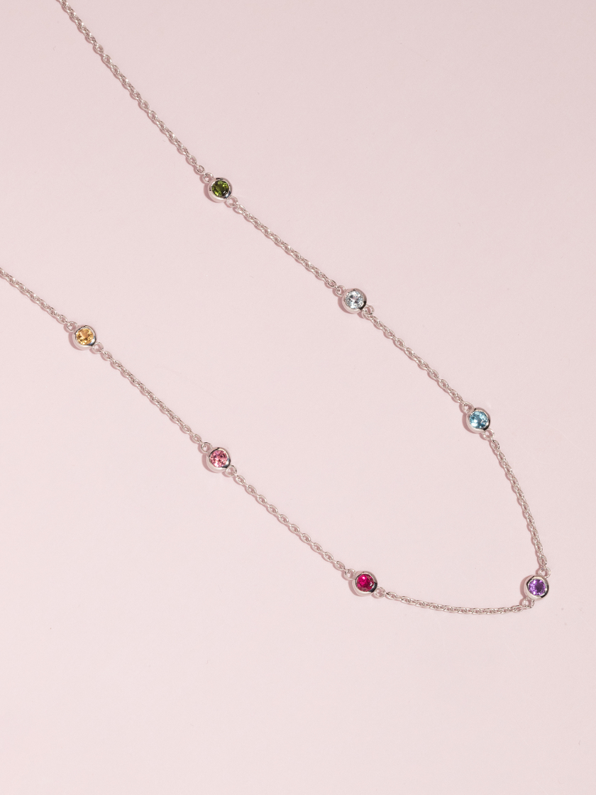 Regenbogen-Edelsteinkette aus Sterlingsilber