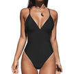 Women's V-neck Backless Solid Color Swimsuit