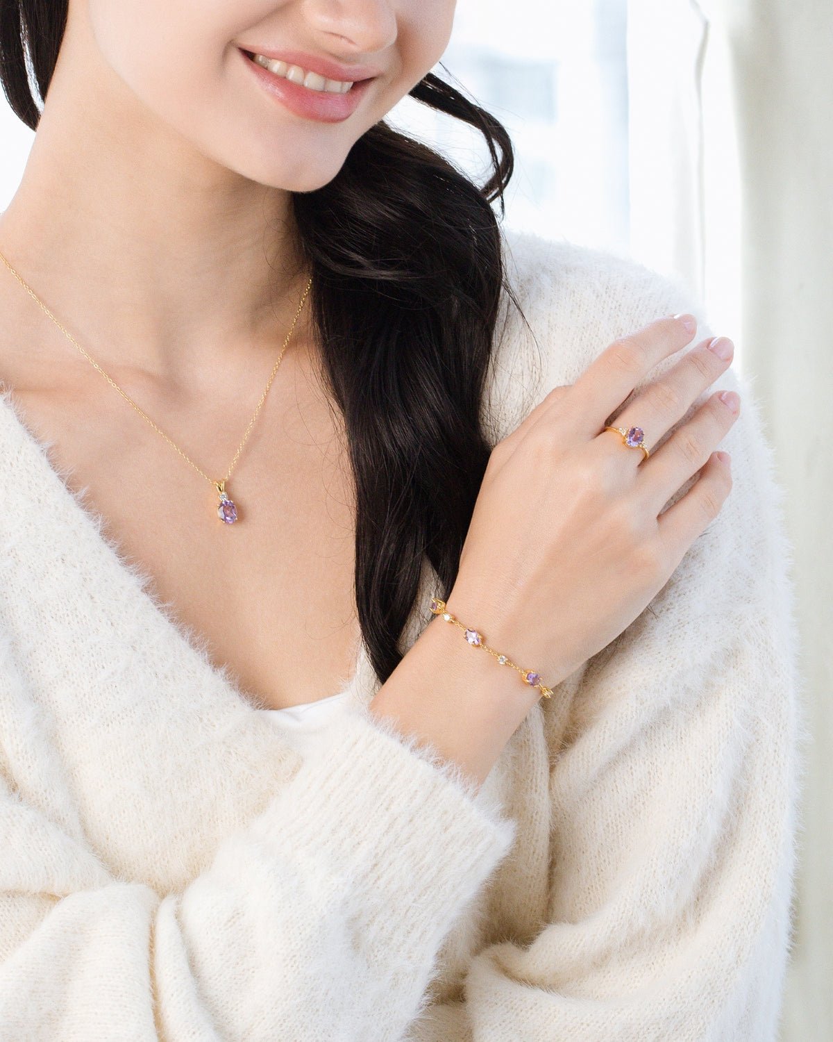 Essential Amethyst Schmuckset in 18k Gold Vermeil