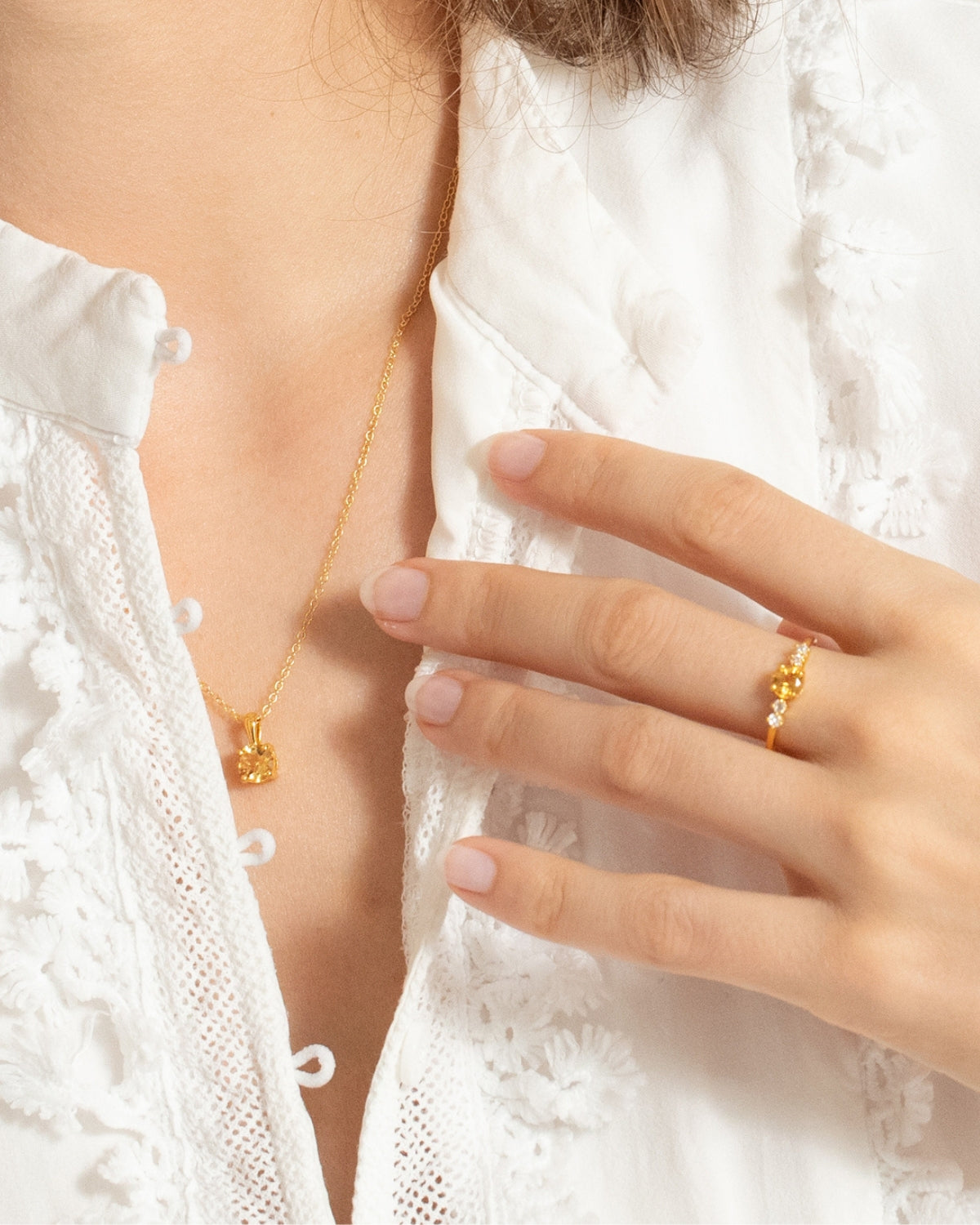 Citrine Five Stone Ring in 18k Gold Vermeil