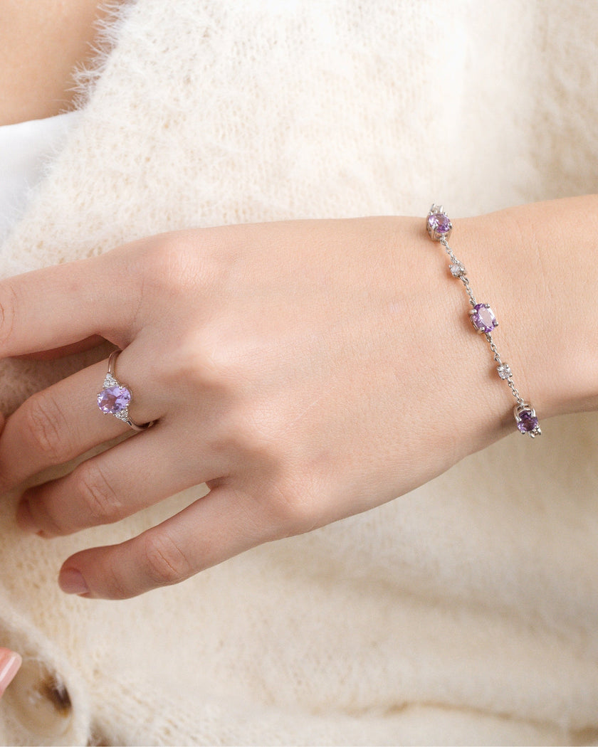 Lavender Amethyst Bracelet in Sterling Silver
