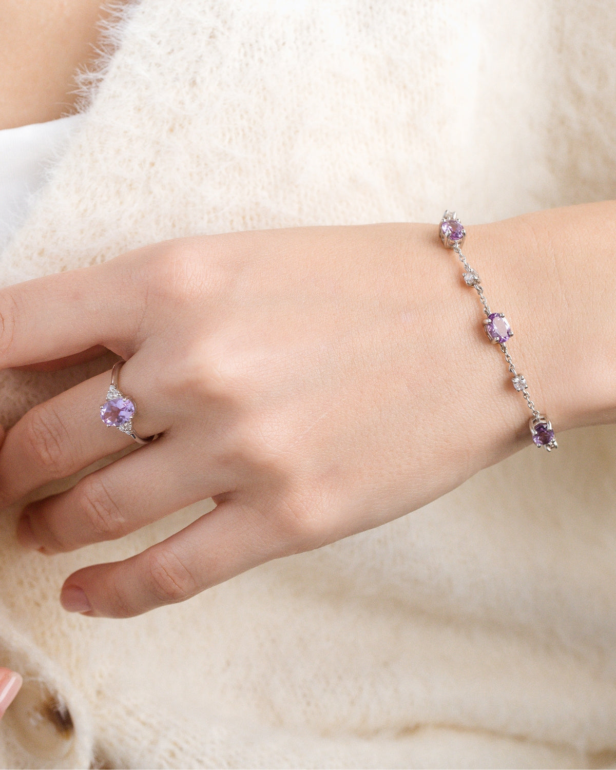Komplettset – Amethyst-Schmuckset aus Sterlingsilber