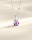 Lavender Amethyst Solitaire Pendant Necklace in Sterling Silver