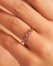 Rosa Rubin & Amethyst Birnenschliff Halb-Eternity-Band in 18k Gold Vermeil