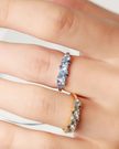 Blauer Saphir & Blauer Topas Tropfenschliff Halb-Eternity-Ring in 18k Gold Vermeil