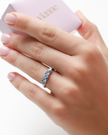 Blauer Saphir & Blauer Topas Tropfenschliff Halb-Eternity-Ring aus Sterlingsilber