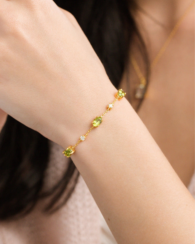 Pulsera de peridoto en vermeil de oro de 18k