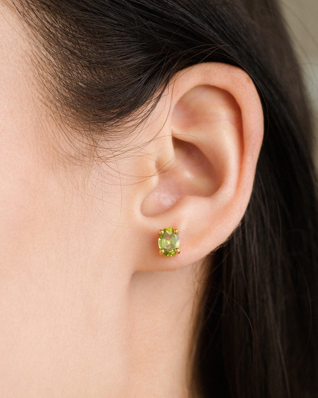 Pendientes de peridoto ovalados en vermeil de oro de 18k