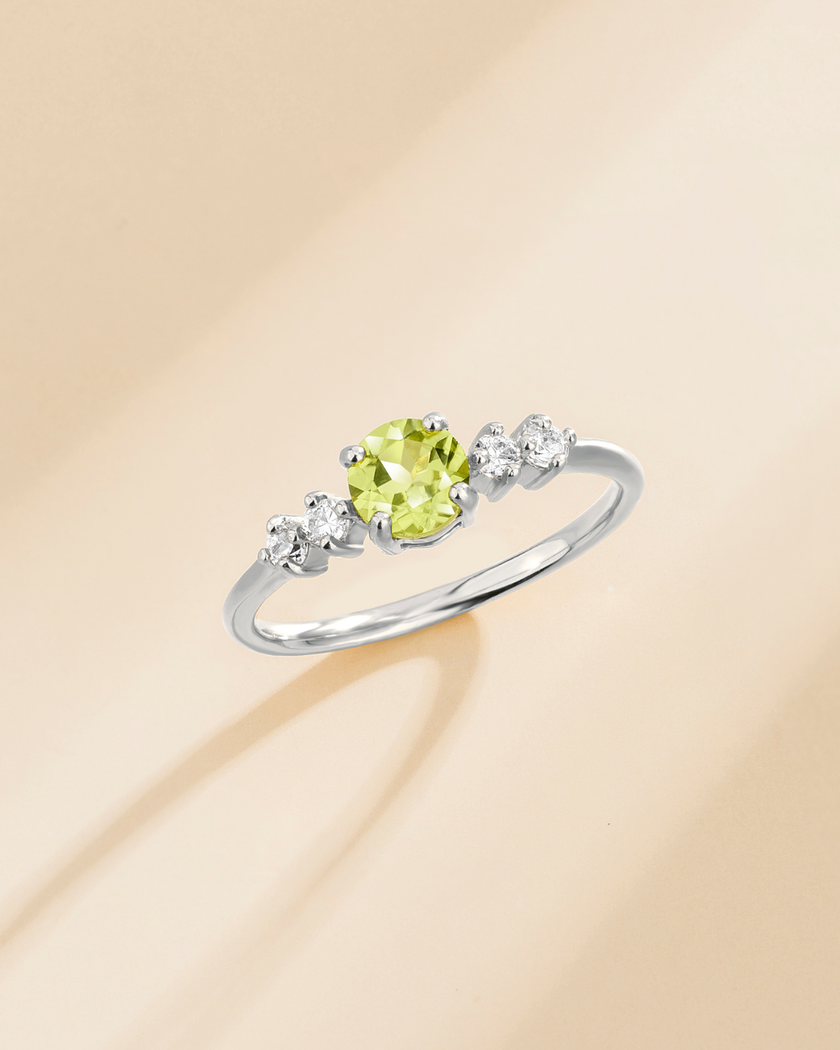 Peridot Five Stone Ring in Sterling Silver