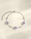 Pink Sapphire & Amethyst Bracelet in Sterling Silver