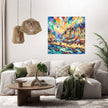 Whimsical Seaside Village Canvas