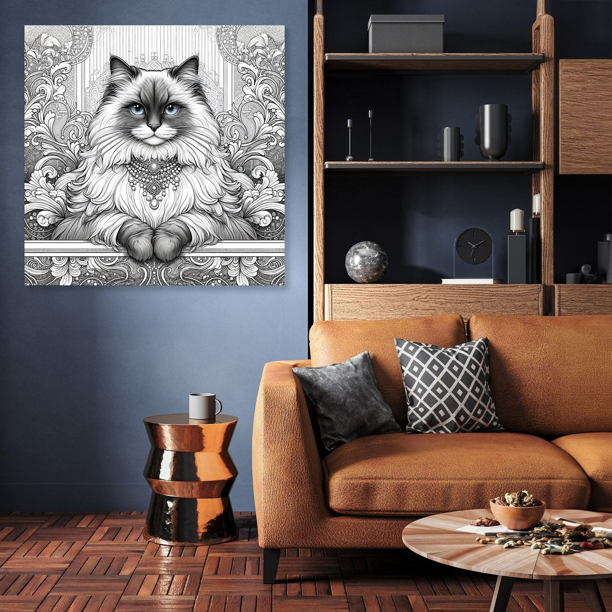 Glamour Ragdoll Line Art Canvas