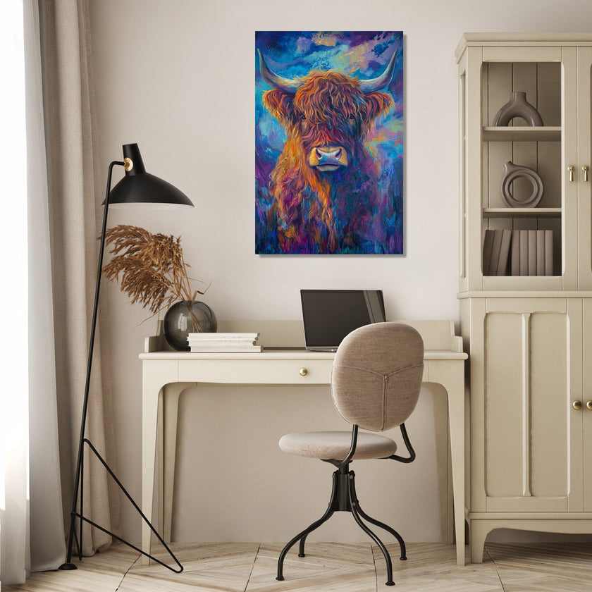 Twilight Highland Cow Canvas