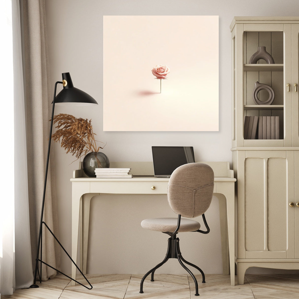 Minimalist Rose Contemplation Canvas