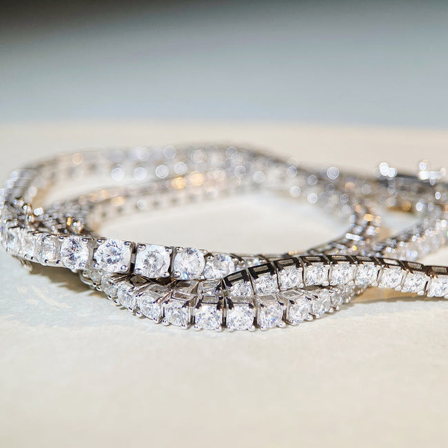 Sterling Silver Tennis Chain Moissanite Necklace Moissanite Braceletunisex Design