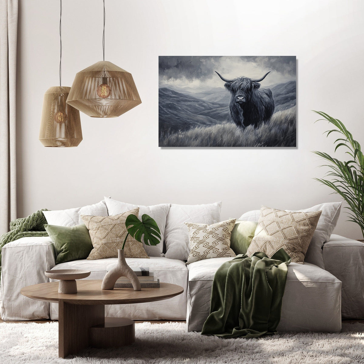 Monochrome Highland Majesty Canvas