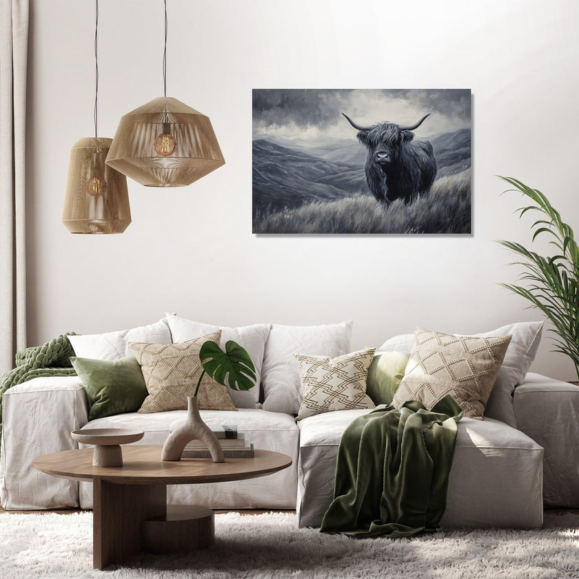 Monochrome Highland Majesty Canvas