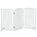PawHut Foldable Dog Gate, Freestanding Pet Gate, with Two Support Feet, for Staircases, Hallways, Doorways - White