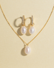 Pearl & Moissanite Bridal Jewellery Set in 18k Gold Vermeil