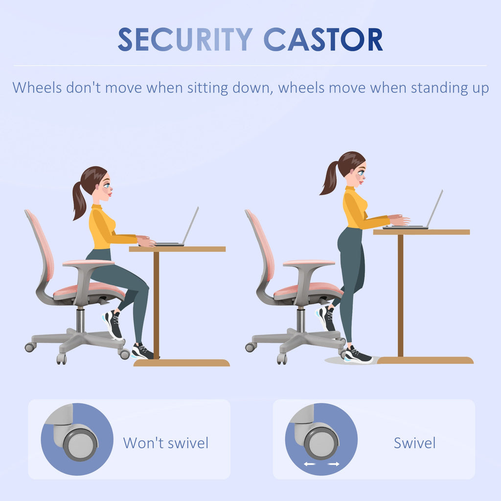 Vinsetto Office Chair, Breathable Mesh Swivel Desk Chair with Adjustable Height and  360° Swivel Security Wheels for Home Office, Study, Pink